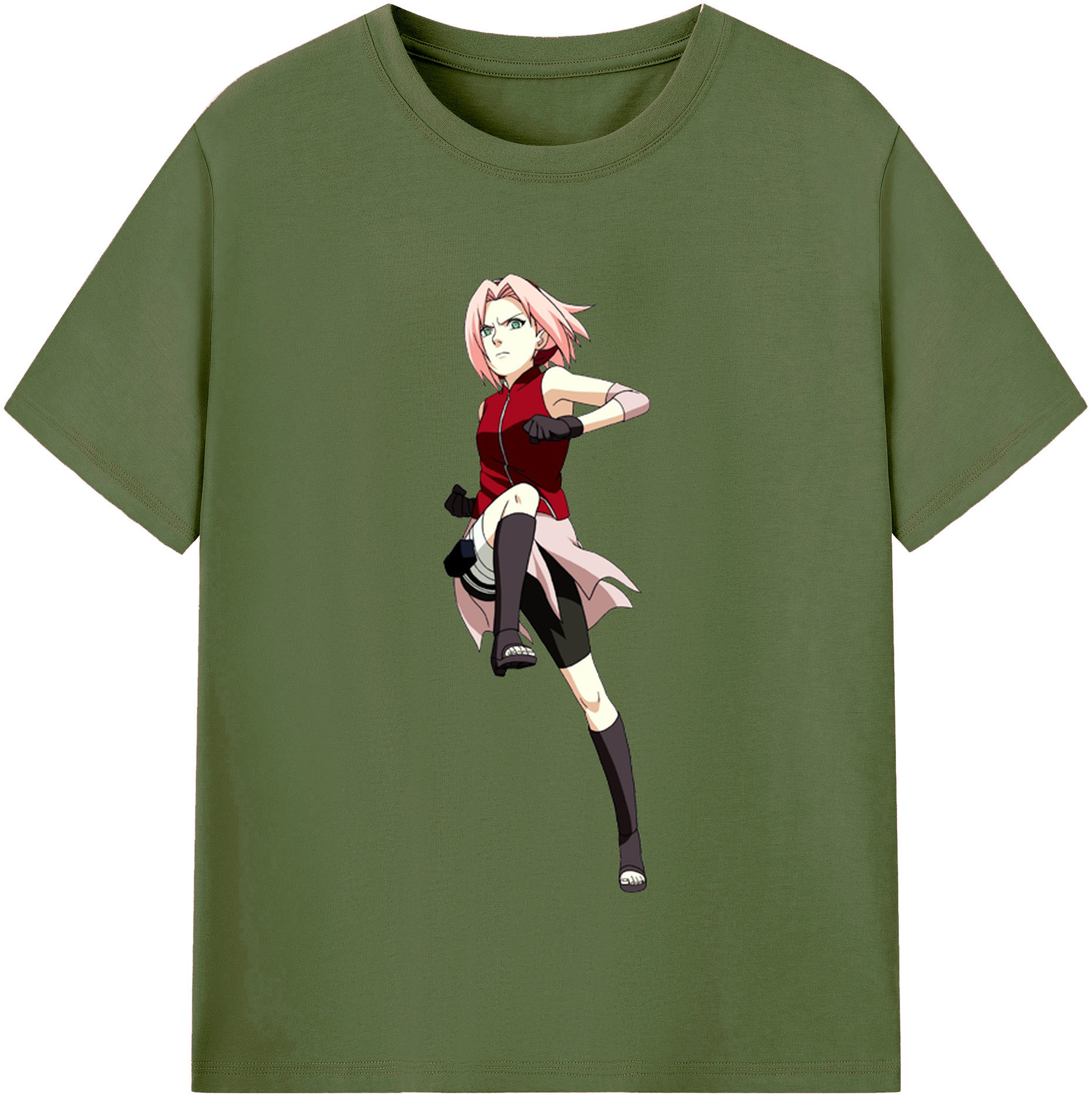 （画像用） NARUTO -ナルト- 春野サクラ Haruno Sakura 綿100％半袖Tシャツ（フロントプリント）